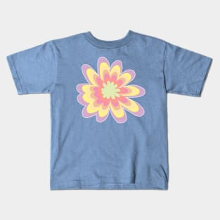 Multi Color Daisy Flower Minimal Graphic Art Kids T-Shirt